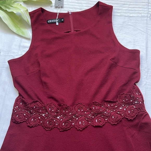 NWT Owin Women's Vintage Floral Lace Flared A-Line Swing Casual Dress - Picture 4 of 7